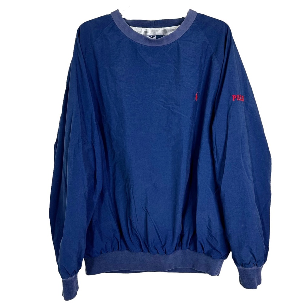 Vintage Polo Ralph Lauren Crewneck Mesh Lined Pullover Windbreaker Navy Men’s L